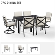 Afuera Living 7-Piece Polyester/Metal Outdoor Dining Set in Oatmeal/Bronze
