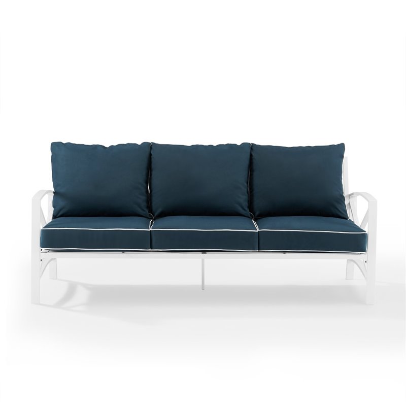 Afuera Living Steel White and Navy Sofa Rectangular Weather-Resistant 79