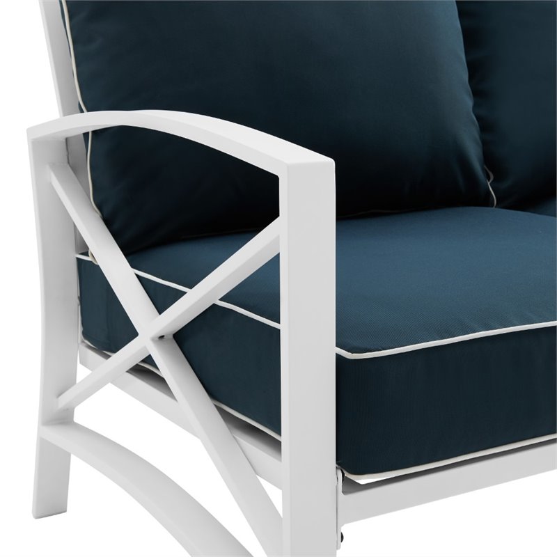 Afuera Living Steel White and Navy Sofa Rectangular Weather-Resistant 79