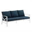 Afuera Living Steel White and Navy Sofa Rectangular Weather-Resistant 79