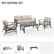 Afuera Living 4-Piece Metal/Polyester Outdoor Sofa Set in Oatmeal/Bronze