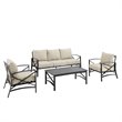 Afuera Living 4-Piece Metal/Polyester Outdoor Sofa Set in Oatmeal/Bronze
