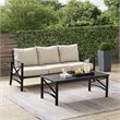 Afuera Living 2-Piece Metal/Polyester Outdoor Sofa Set in Oatmeal/Bronze