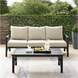 Afuera Living 2-Piece Metal/Polyester Outdoor Sofa Set in Oatmeal/Bronze
