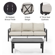 Afuera Living 2-Piece Metal/Polyester Outdoor Sofa Set in Oatmeal/Bronze