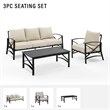 Afuera Living 3-Piece Metal Outdoor Sofa Set in Oil Rubbed Bronze/Oatmeal