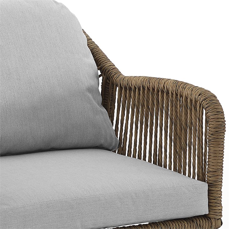 Afuera Living Transitional 2Pc Outdoor Wicker Armchair Set in Gray & Brown
