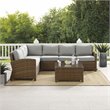 Afuera Living 5PC Wicker / Rattan & Fabric Outdoor Sectional Set in Gray/Brown