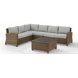 Afuera Living 5PC Wicker / Rattan & Fabric Outdoor Sectional Set in Gray/Brown