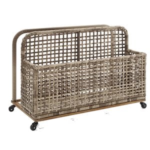 Afuera Living Resin Wicker Natural Pool Storage Caddy Rectangular Weatherproof 43.5&quot Unassembled