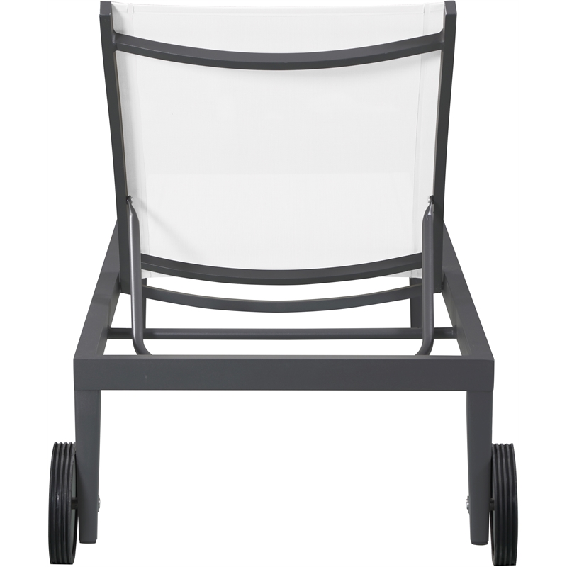 Afuera Living Contemporary Fabric Patio Mesh Chaise Lounge Chair in White