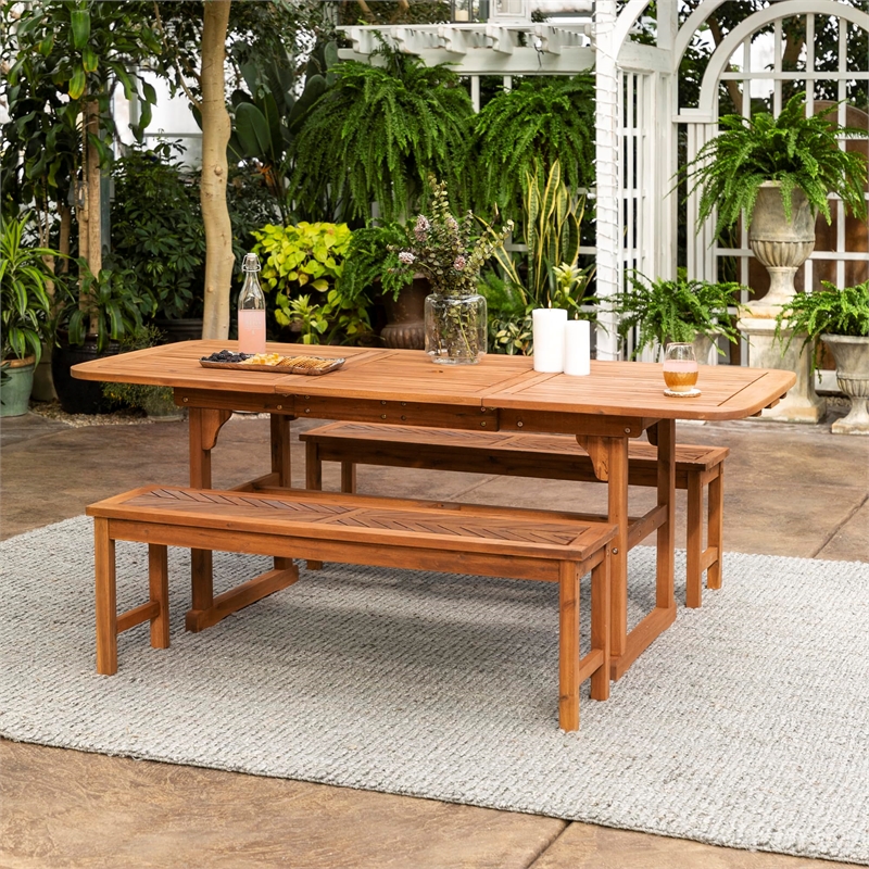 Afuera Living 3-Piece Extendable Outdoor Patio Dining Set in Dark Brown