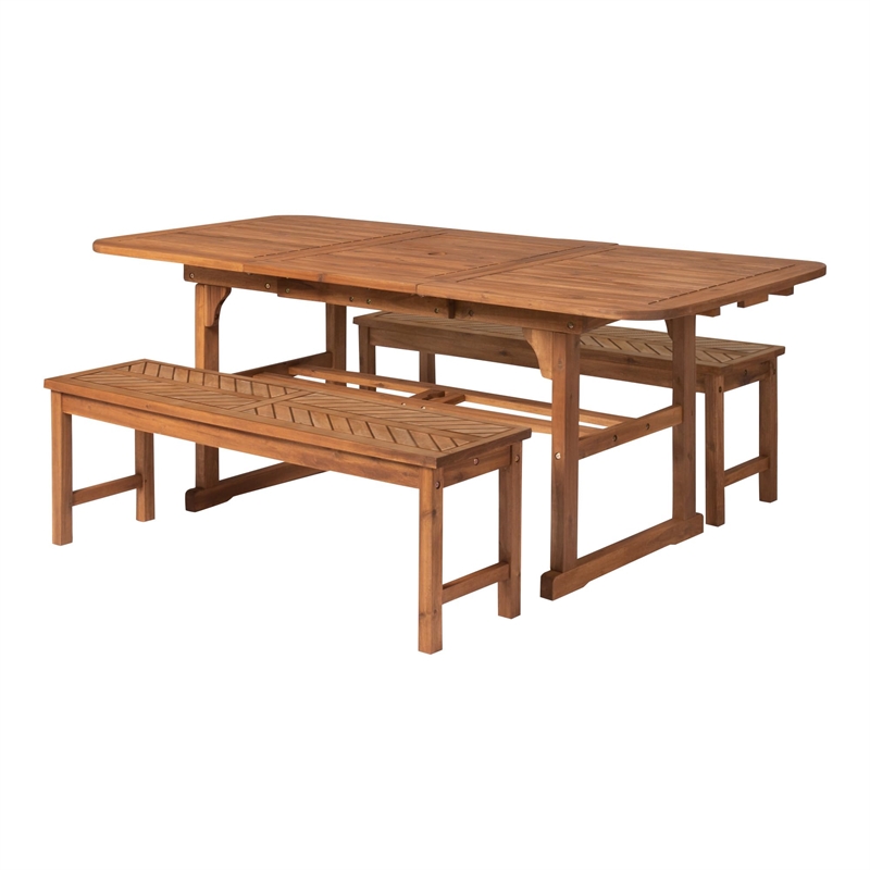 Afuera Living 3-Piece Extendable Outdoor Patio Dining Set in Dark Brown
