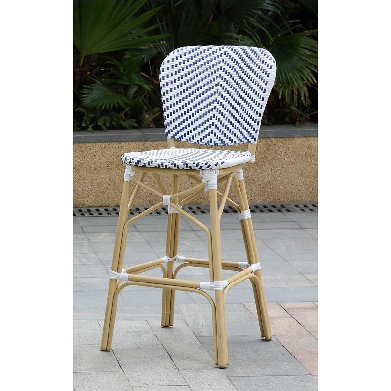 Afuera Living Aluminum Patio Bar Chair in Navy Finish (Set of 2)
