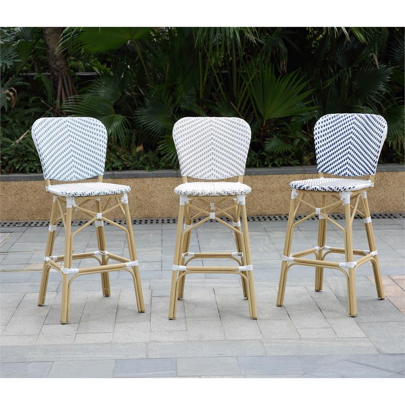 Afuera Living Aluminum Patio Bar Chair in Navy Finish (Set of 2)