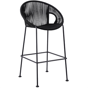 Afuera Living 26&quot Modern Fabric Indoor Outdoor Counter Stool in Black