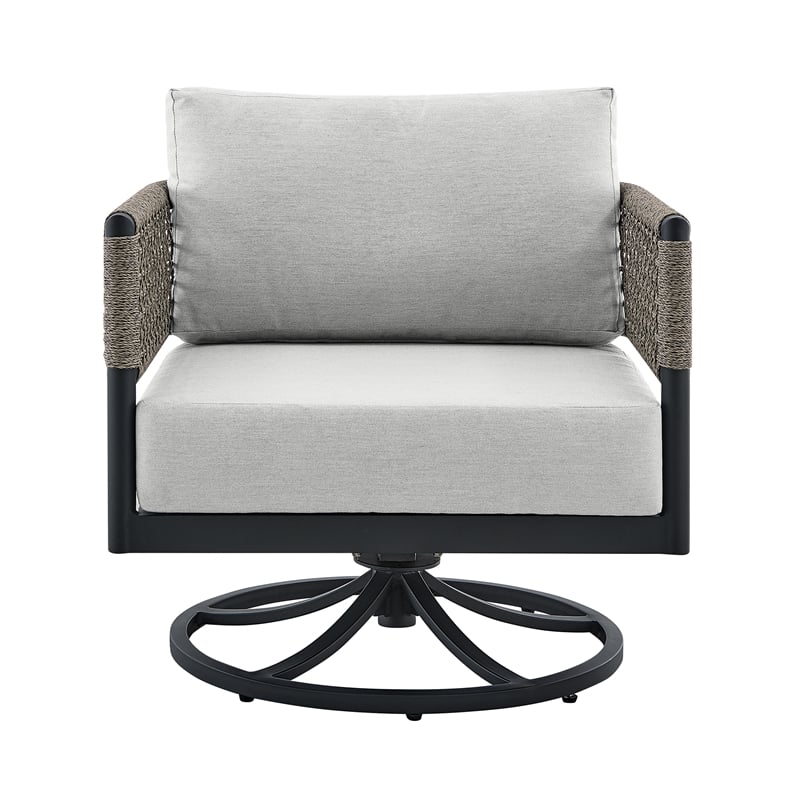 Afuera Living Modern Aluminum Outdoor Swivel Rocking Chair in Black