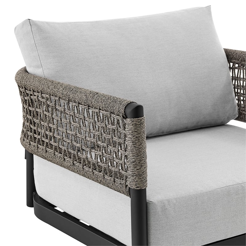 Afuera Living Modern Aluminum Outdoor Swivel Rocking Chair in Black