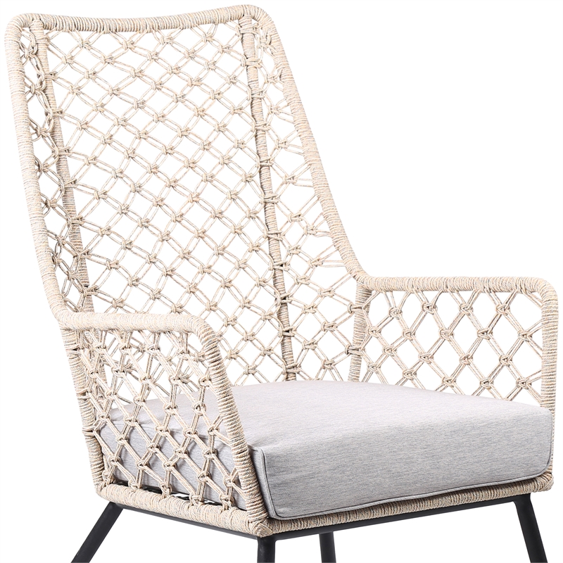 Afuera Living Modern Fabric/Rope/Metal Outdoor Lounge Chair in Natural