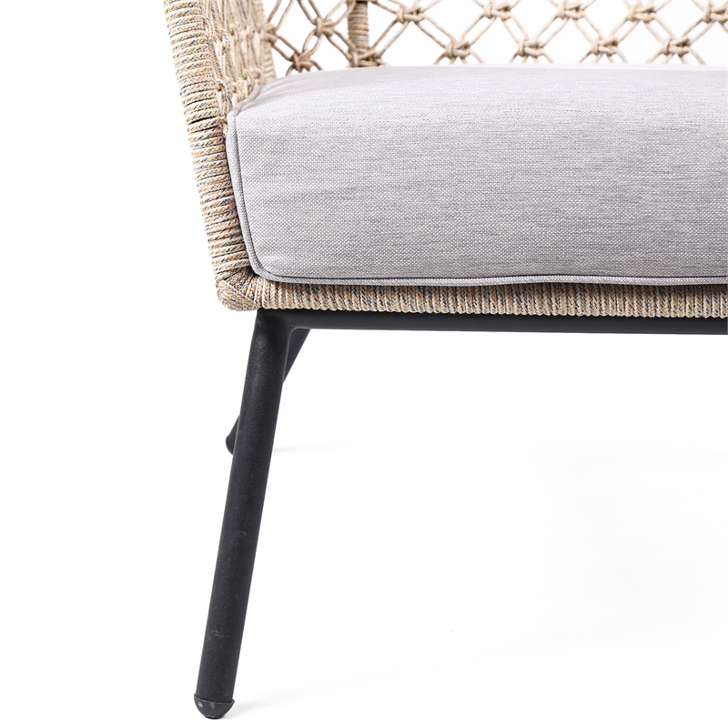 Afuera Living Modern Fabric/Rope/Metal Outdoor Lounge Chair in Natural