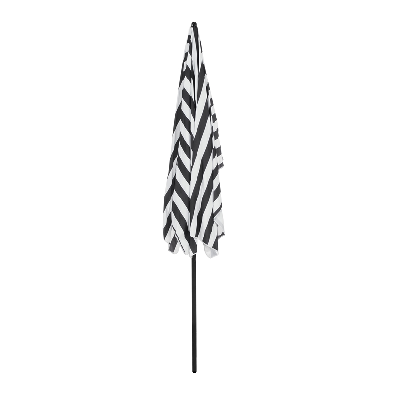 Afuera Living Sleek 7.5' Adjustable Steel Black and White Fabric Patio Umbrella
