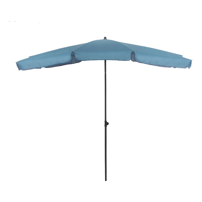 Afuera Living Sleek 7.5' Adjustable Stainless Steel Blue Fabric Patio Umbrella