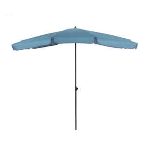 Afuera Living Sleek 7.5' Adjustable Stainless Steel Blue Fabric Patio Umbrella