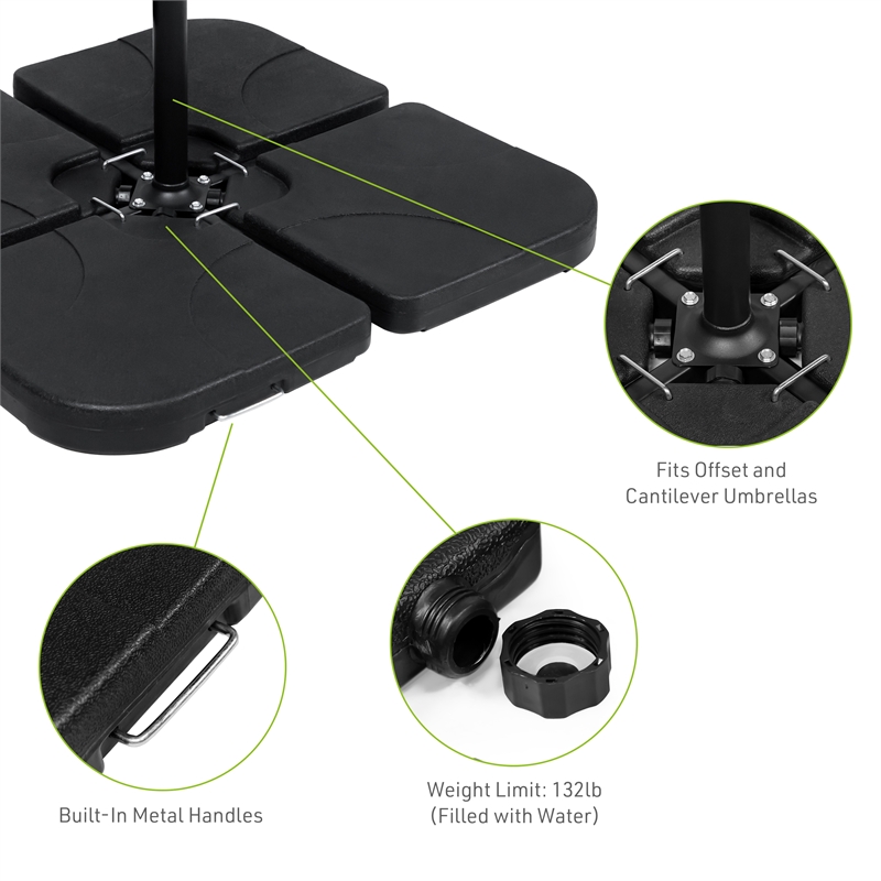 Afuera Living Black Heavy-Duty Plastic Patio Cantilever Umbrella Base