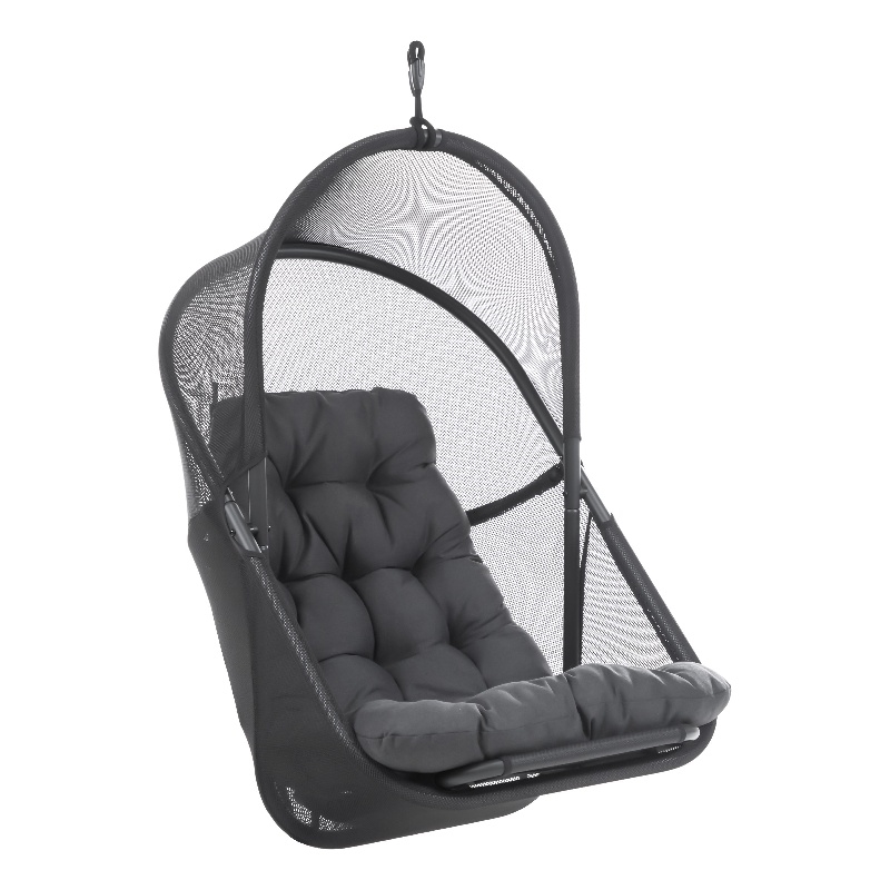 Afuera Living Breeze Outdoor Foldable Mesh Fabric Egg Swing in Dark Gray