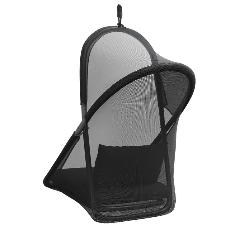 Afuera Living Crush Outdoor Foldable Mesh Egg Swing Chair in Black Fabric