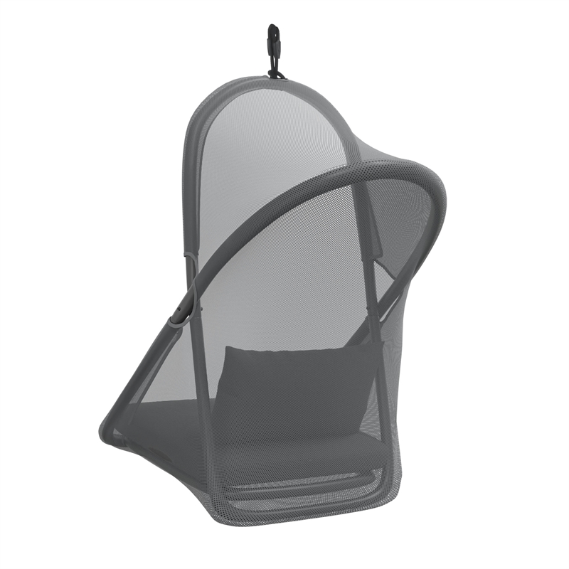 Afuera Living Crush Outdoor Foldable Mesh Egg Swing Chair in Dark Gray Fabric