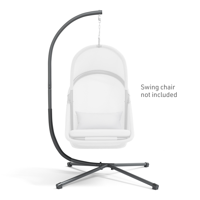 Afuera Living Wave Hanging Metal C-Stand for Swing Chair in Black