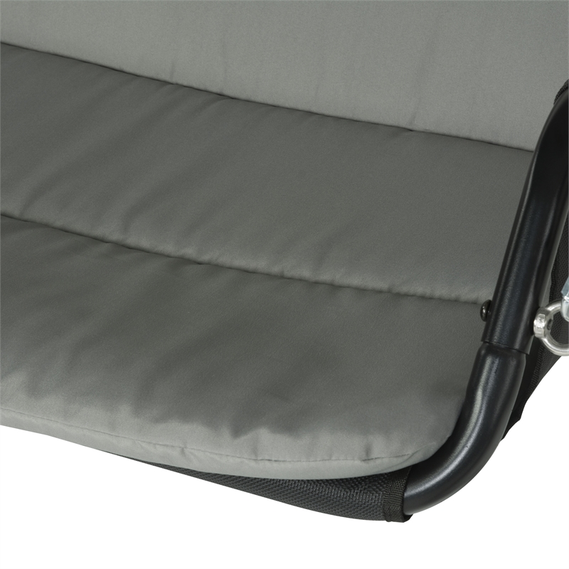 Afuera Living Outdoor Metal Swing with Canopy Sun Shade in Black