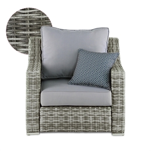 Afuera Living Modern Wicker / Rattan Outdoor Arm Chair with Metal Frame in Gray