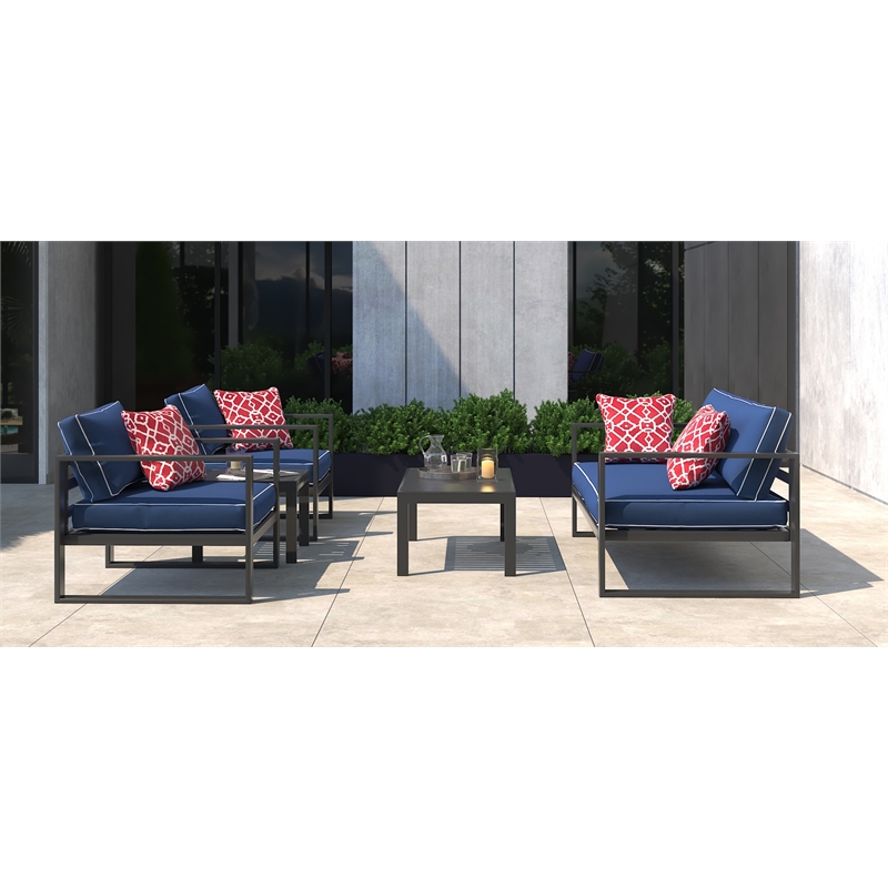 Afuera Living Modern / Contemporary Outdoor Coffee Table in Gray Gunmetal
