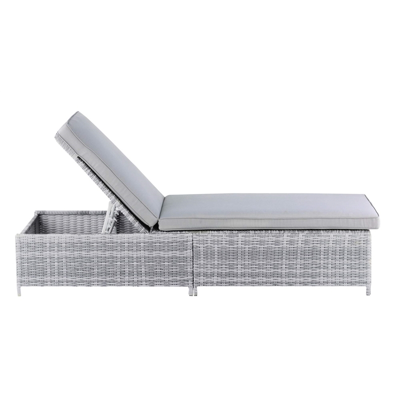 Afuera Living Traditional Wicker / Rattan Outdoor Chaise Lounge in Gray
