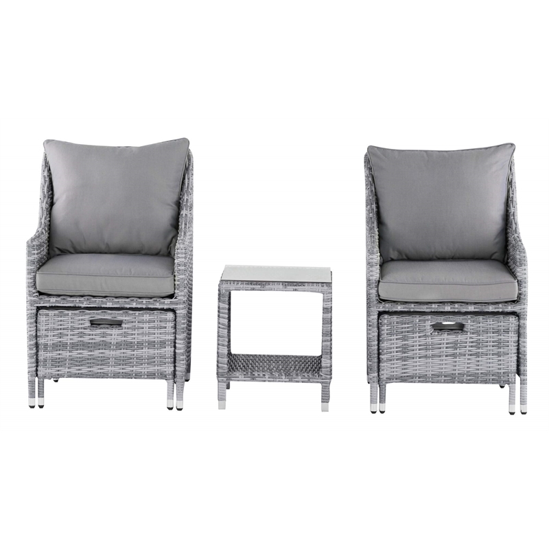 Afuera Living 5-Piece Wicker / Rattan Outdoor Seating Set in Gray
