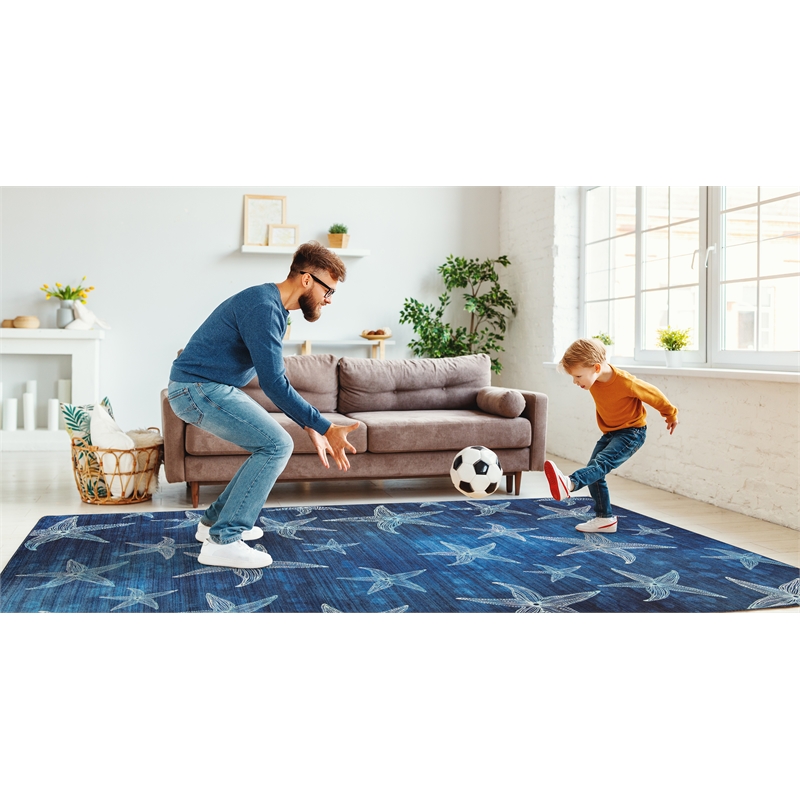 Afuera Living Indoor Outdoor Bondi Polyester Area 7'x9' Rug in Blue