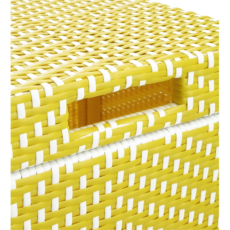 Afuera Living Outdoor Aluminum & Wicker Trash Can in Yellow Finish