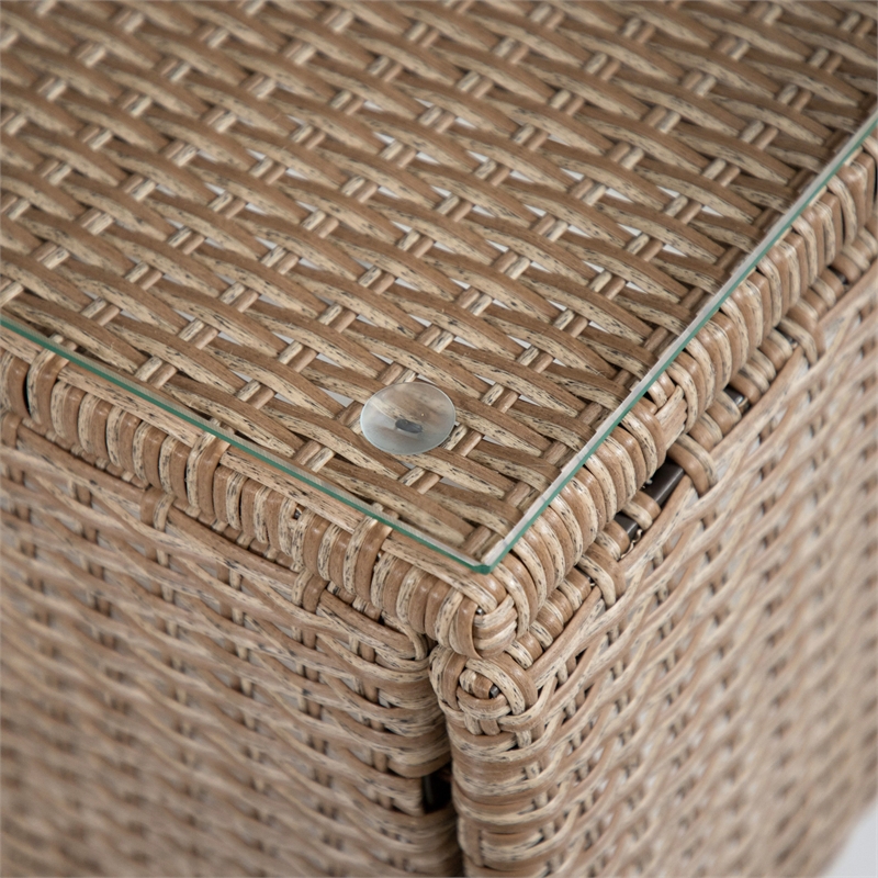 Afuera Living Transitional Wicker / Rattan Outdoor End Table in Natural