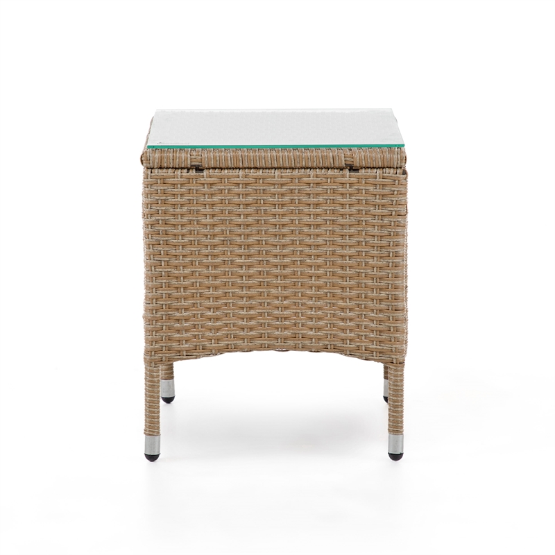 Afuera Living Transitional Wicker / Rattan Outdoor End Table in Natural