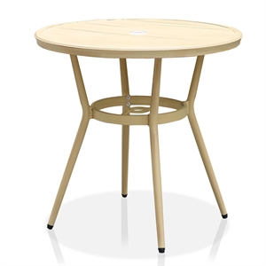 Afuera Living 31.5&quotW Aluminum Round Patio Bistro Table Natural Tone