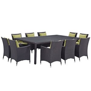 Afuera Living 11-Piece Modern Rattan Patio Dining Set in Espresso
