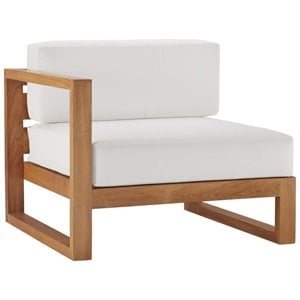Afuera Living Teak Wood Left Arm Patio Chair in Natural and White