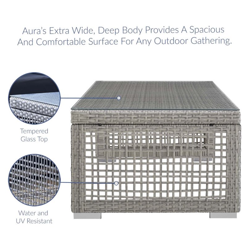 Afuera Living 3-Piece Modern Wicker / Rattan Patio Sofa Set in Gray