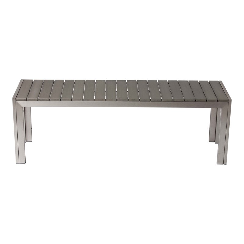 Afuera Living Modern Anodized Aluminum Frame Outdoor Bench in Gray
