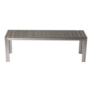 Afuera Living Modern Anodized Aluminum Frame Outdoor Bench in Gray