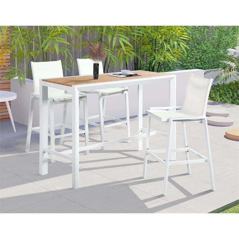 Afuera Living Wood Outdoor Patio Rectangle Bar Table in Brown