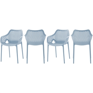 Afuera Living 17.72&quot Plastic Patio Dining Chair in Blue (Set of 4)