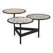 Afuera Living Outdoor 3-Tier Cocktail Table with Multi-Color Tile in Black